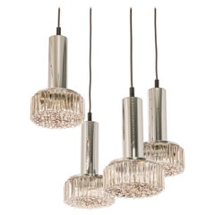 Grand lustre en verre cascade de designer pour Staff Leuchten, Allemagne, 1970