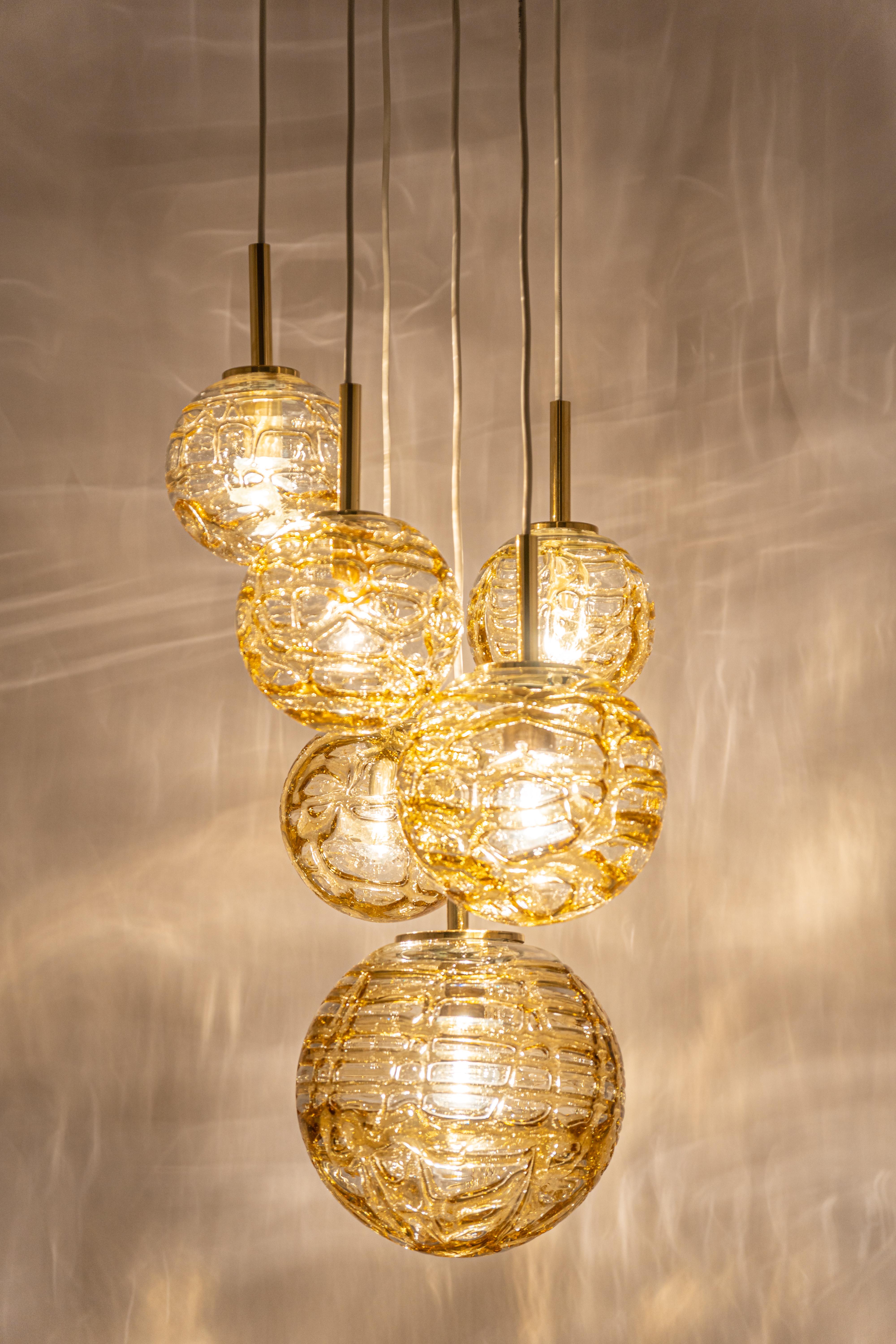 Large Designer Cascading Chandelier Murano Glass by Doria, Germany, 1970s For Sale 1