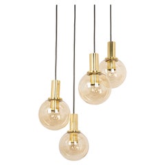 Large Designer Cascading Chandelier Smoked Glass by Ott Int. Germany, 1970s