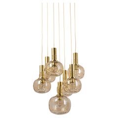 Large Designer Cascading Chandelier Smoked Glass by Ott Int. Germany, 1970s