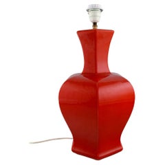 Large Designer Table Lamp in Red Glazed Ceramics, Late 20th Century