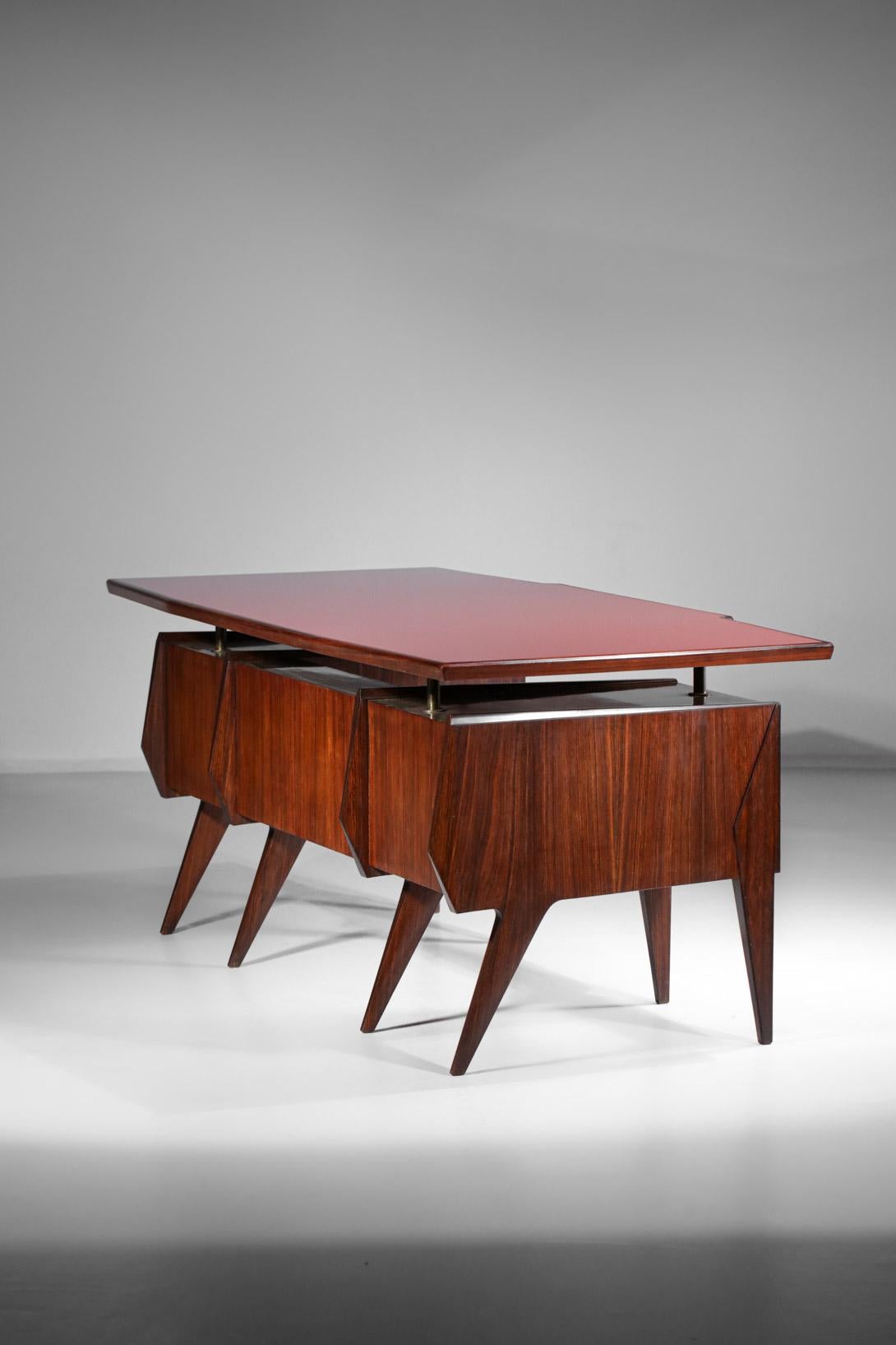 Large Desk by Italian Designer Vittorio Dassi in Wood and Glass, E447 5