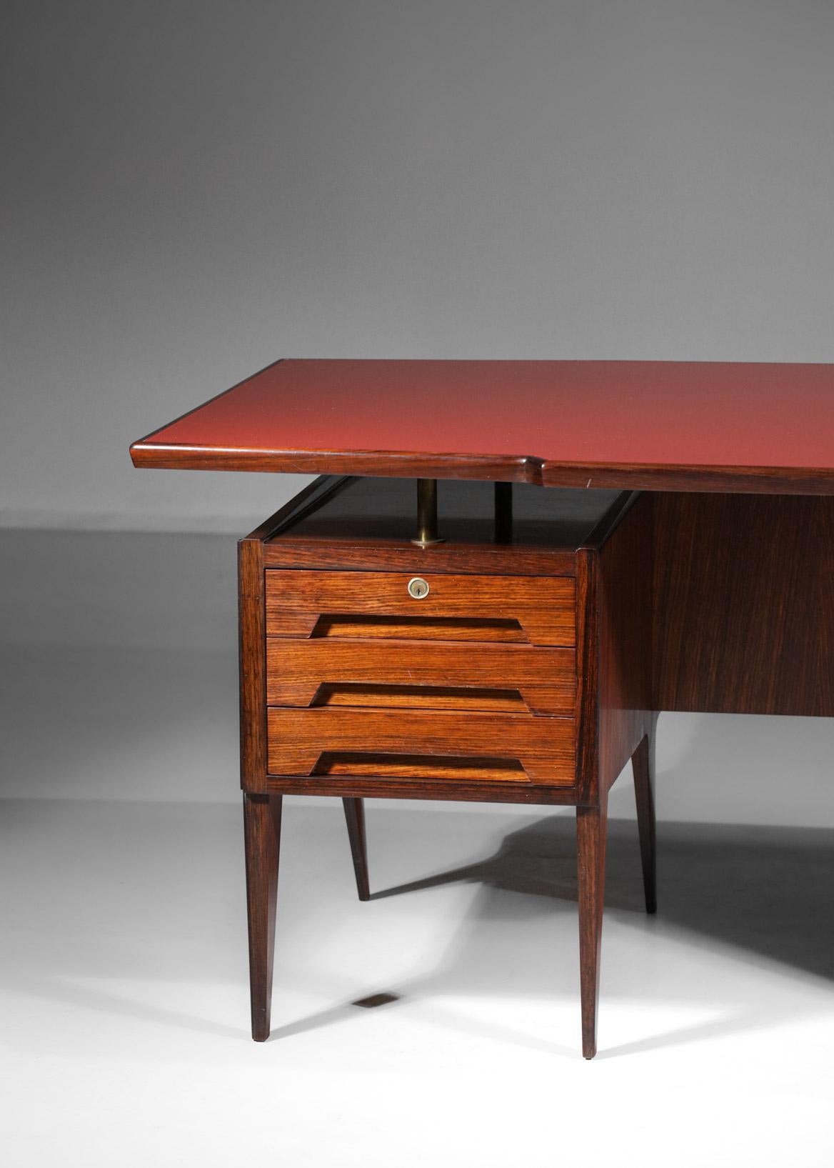 Mid-Century Modern Large Desk by Italian Designer Vittorio Dassi in Wood and Glass, E447