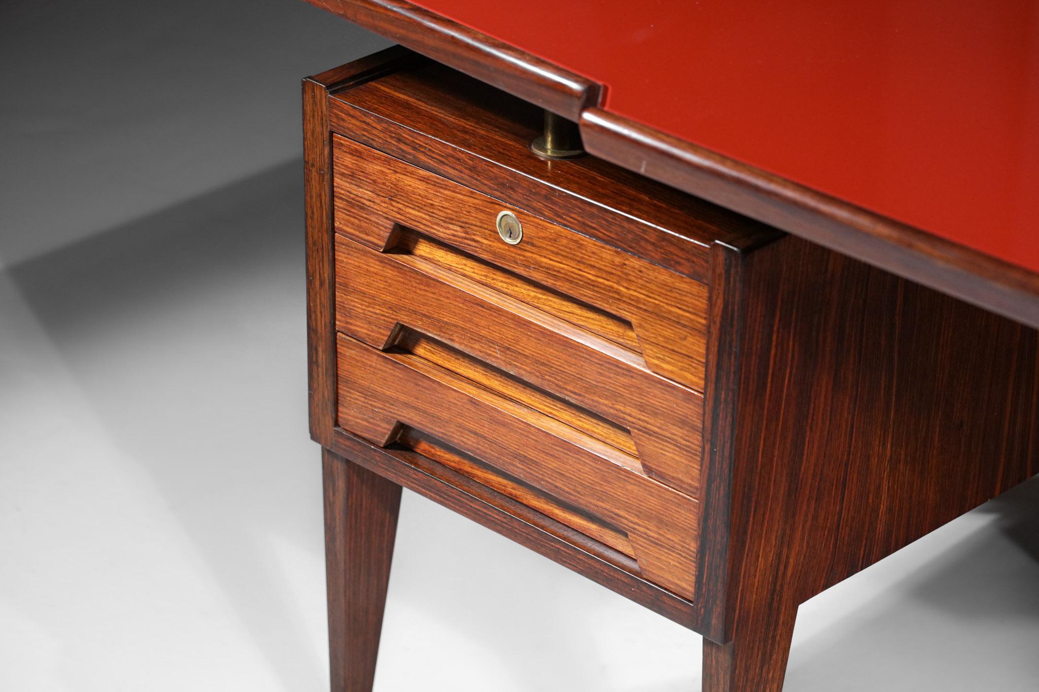 Large Desk by Italian Designer Vittorio Dassi in Wood and Glass, E447 1