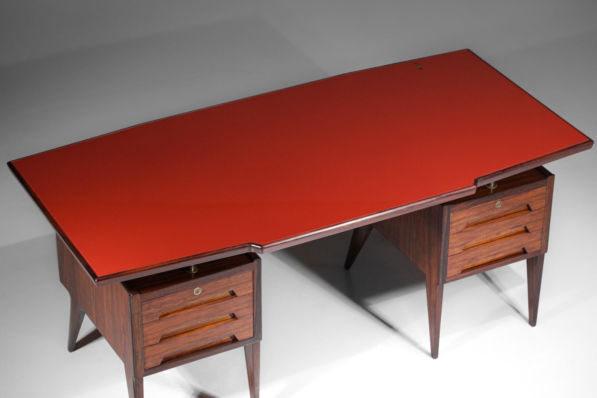 Large Desk by Italian Designer Vittorio Dassi in Wood and Glass, E447 2