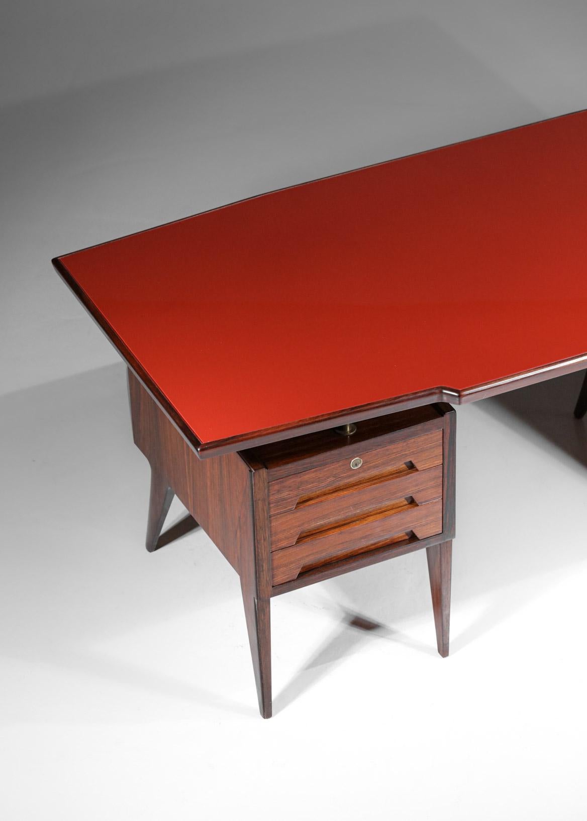 Large Desk by Italian Designer Vittorio Dassi in Wood and Glass, E447 3