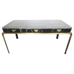 Lacquered Brass Executive Desk by Mastercraft for John Widdicomb