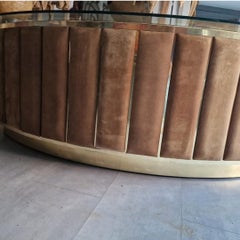 Large desk in suede and brass