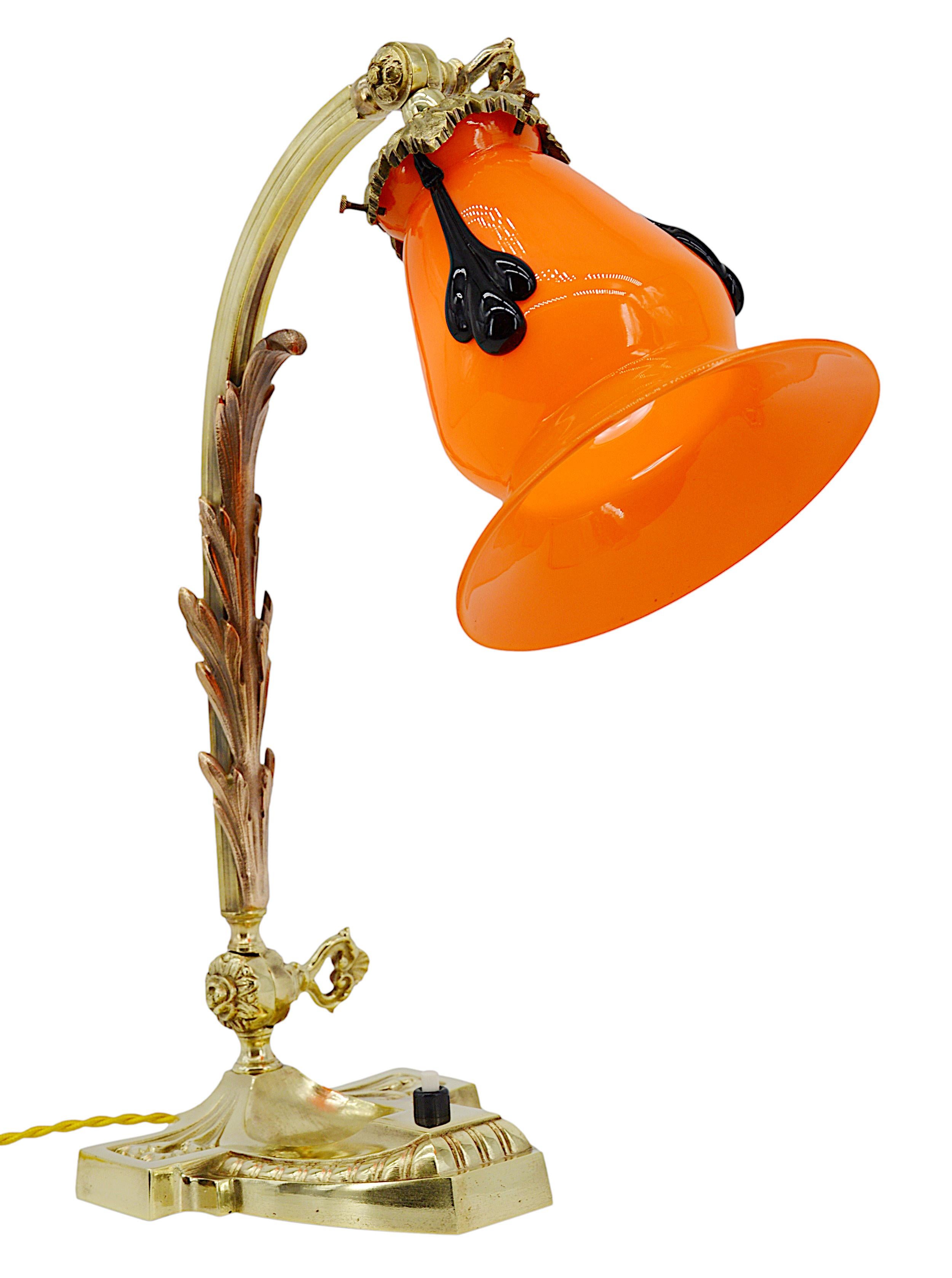 Early 20th Century Large Desk / Table Lamp by Michael Powolny at Loetz, 1910s For Sale