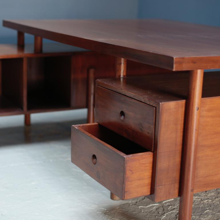 Mid-Century Modern Large Desk with Box on the Side by Pierre Jeanneret