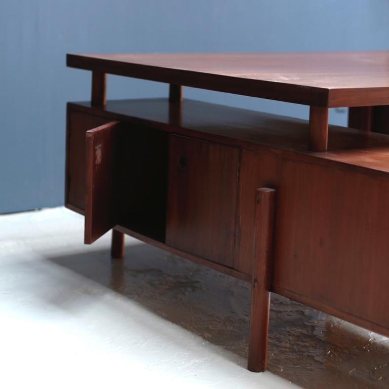 Indian Large Desk with Box on the Side by Pierre Jeanneret
