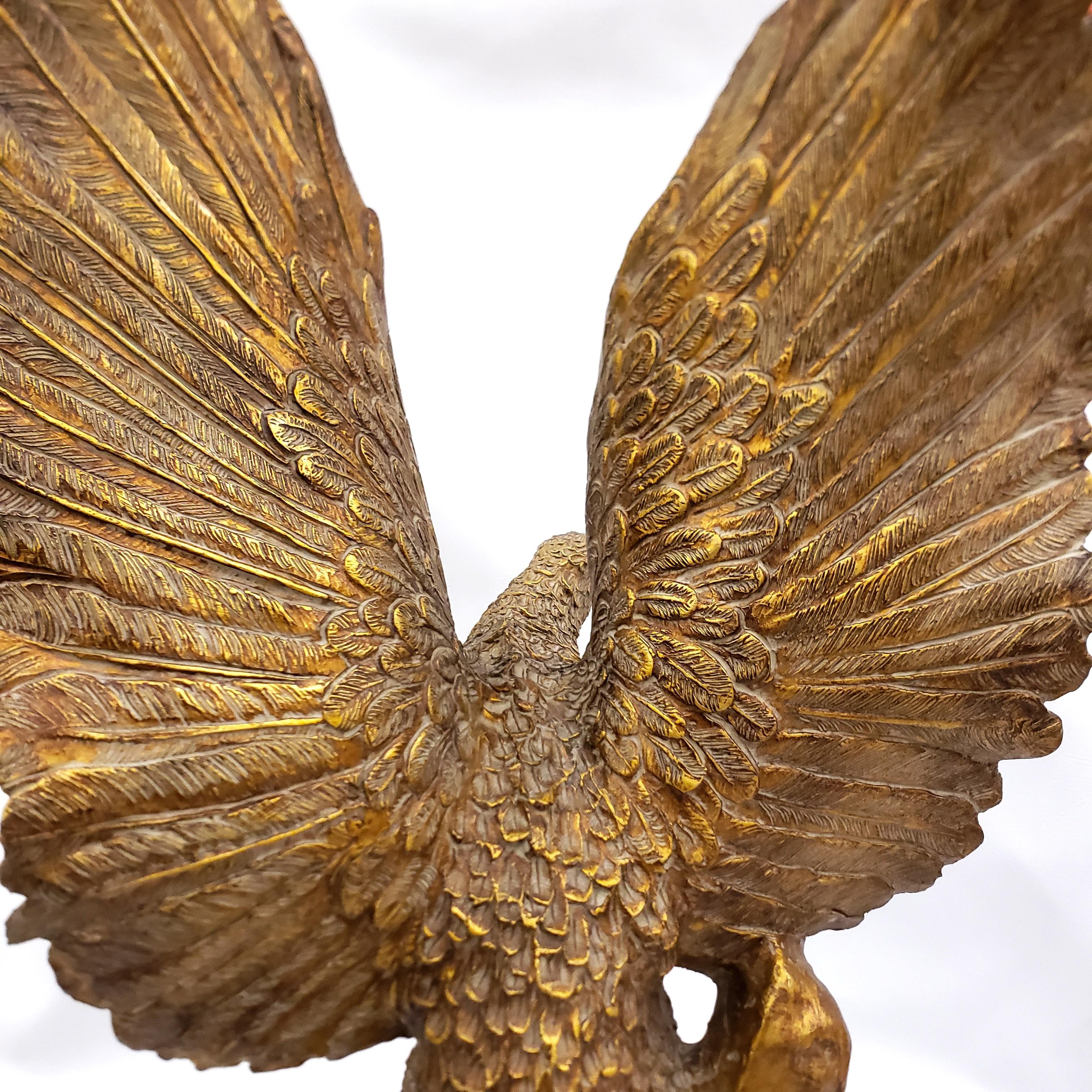 Large Detailed Italian Cast Terracotta Bald Eagle Sculpture with Gilt Finish For Sale 5