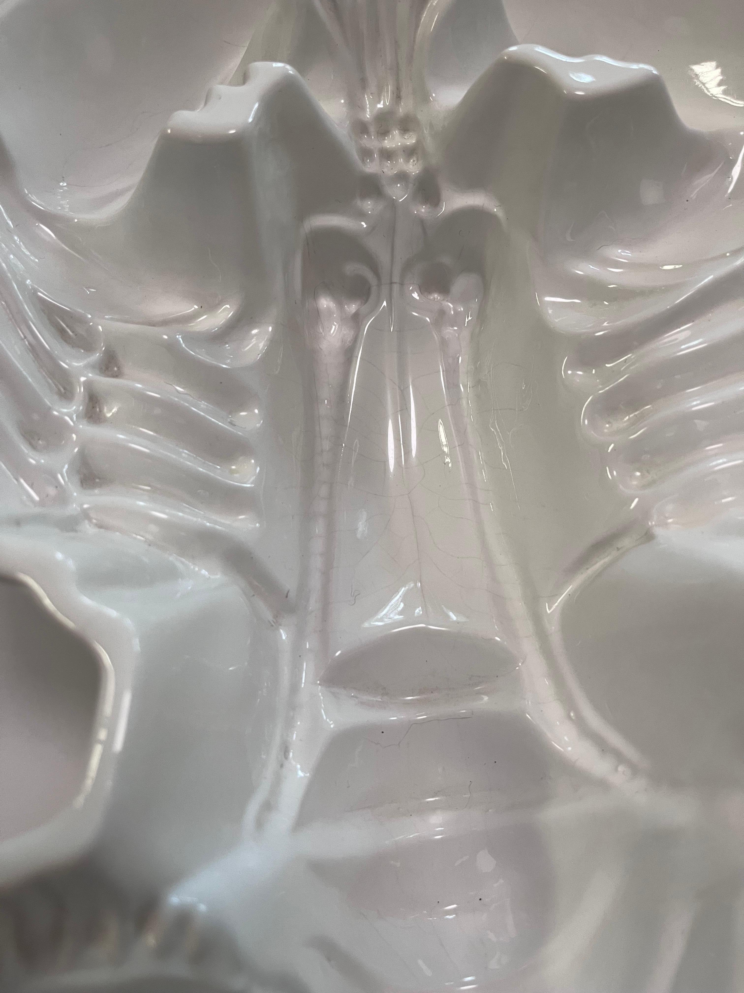 20th Century Large Detailed White Ceramic Glazed Lobster Aspic, Pate, or Jelly Mold by ICTC For Sale