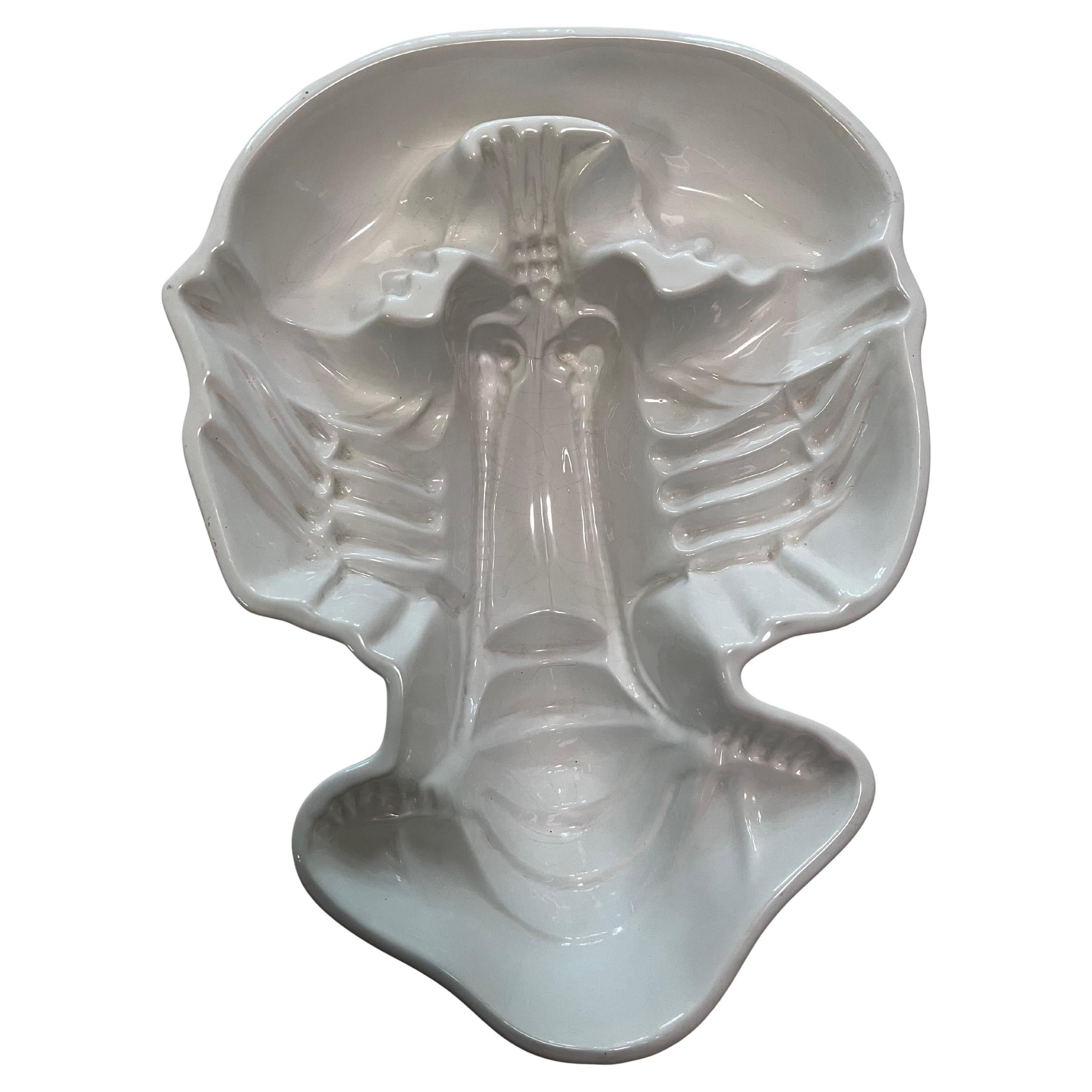 Large Detailed White Ceramic Glazed Lobster Aspic, Pate, or Jelly Mold by ICTC For Sale