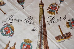 Large Detailed "Wonderful Paris" with Red Borders Scarf