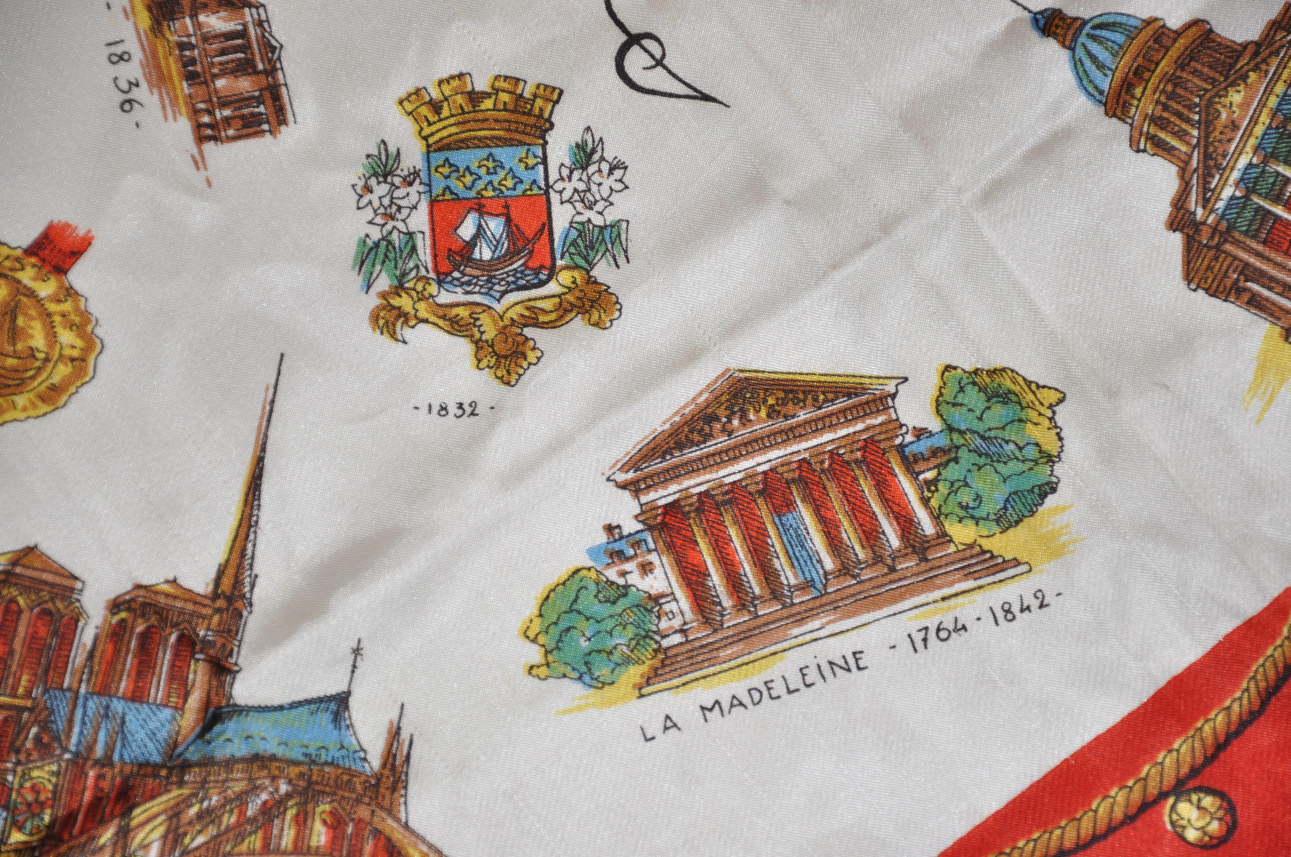 Grande écharpe détaillée « Wonderful Paris » avec bordures rouges Unisexe en vente