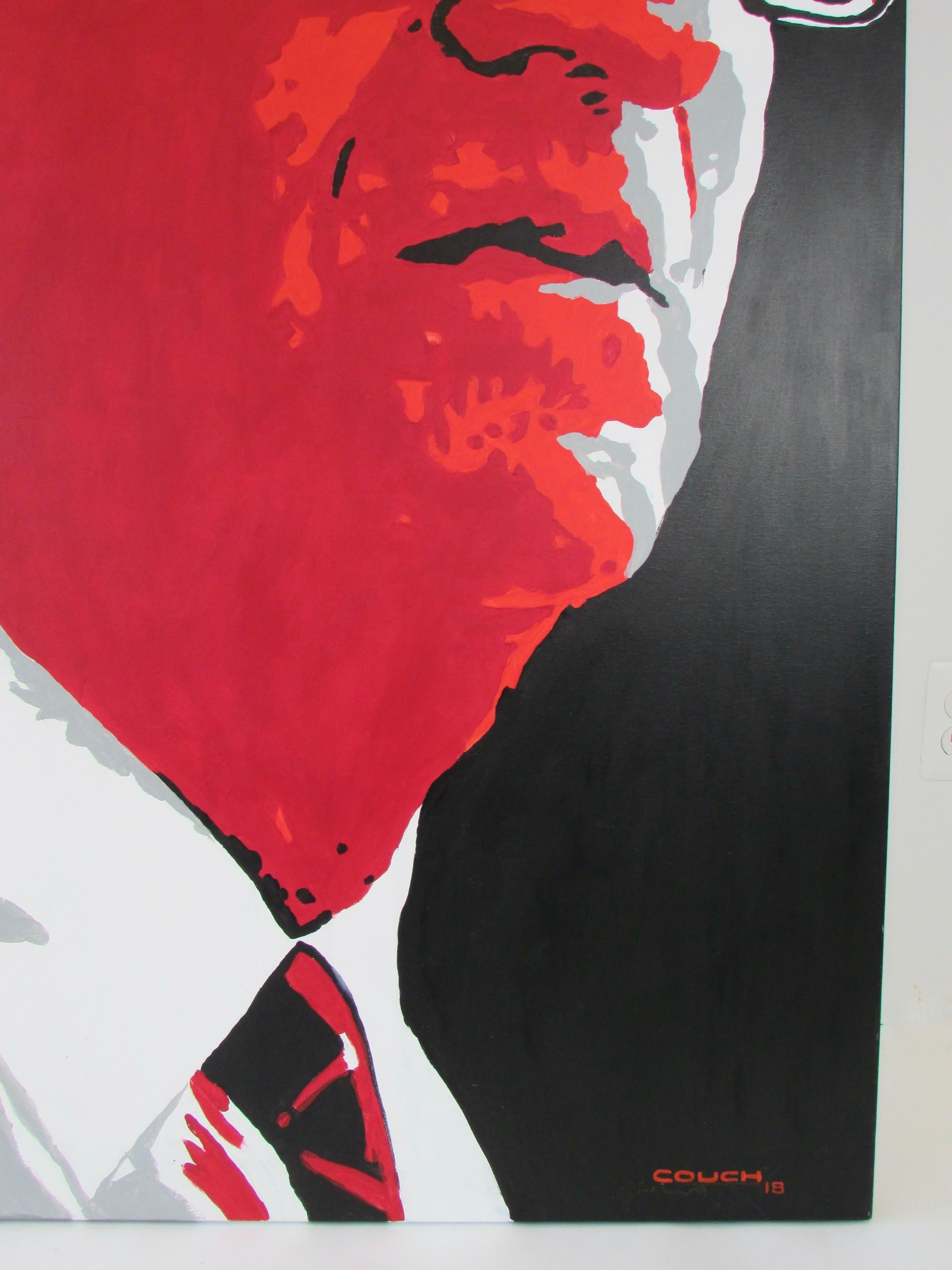 Grande quadro su tela dell'artista di Detroit Billy Couch raffigurante Enzo Ferrari In condizioni ottime in vendita a Ferndale, MI
