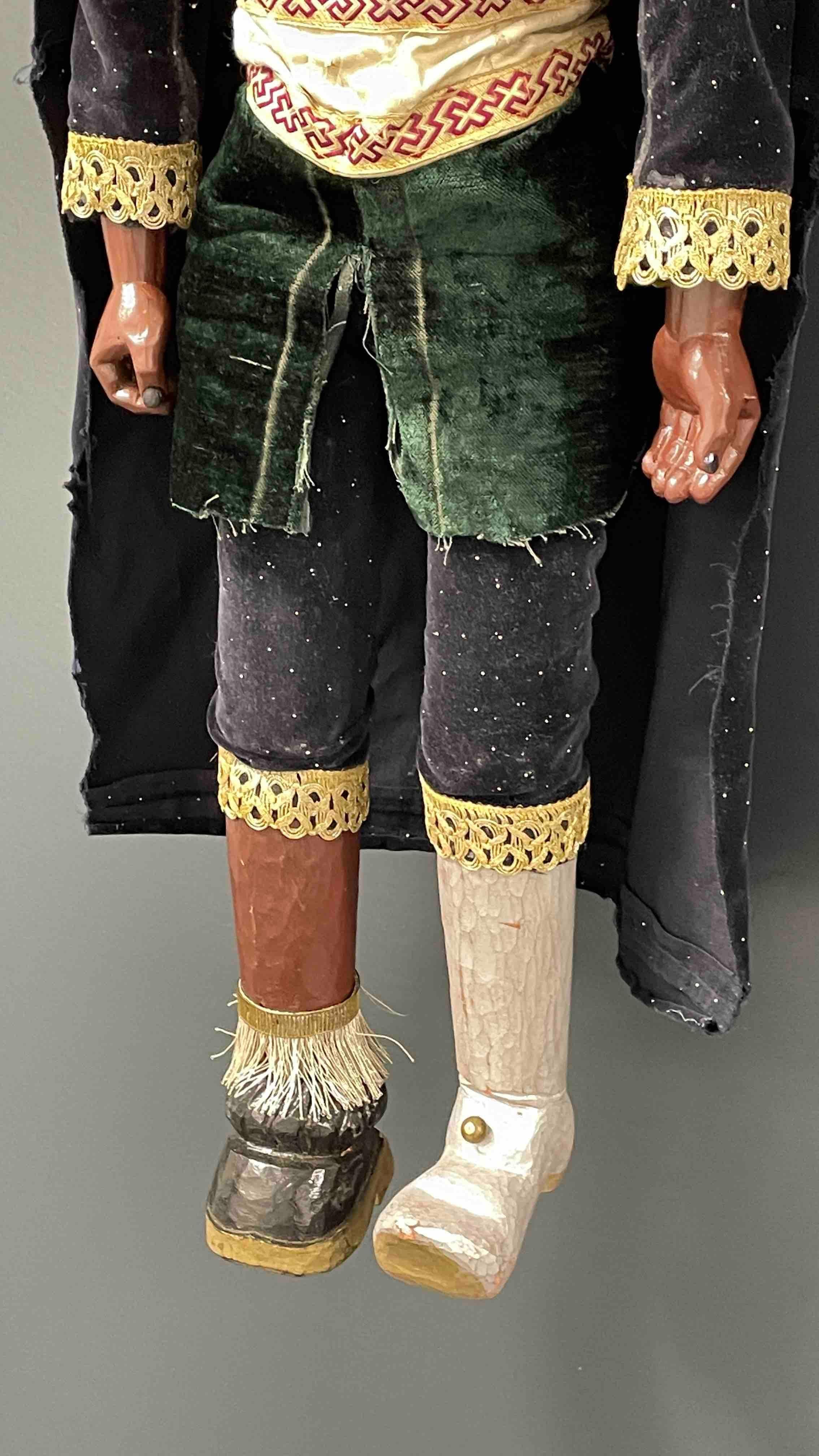 Folk Art Large Devil Krampus Marionette by a Master Puppet Maker, Antique Vintage Austria