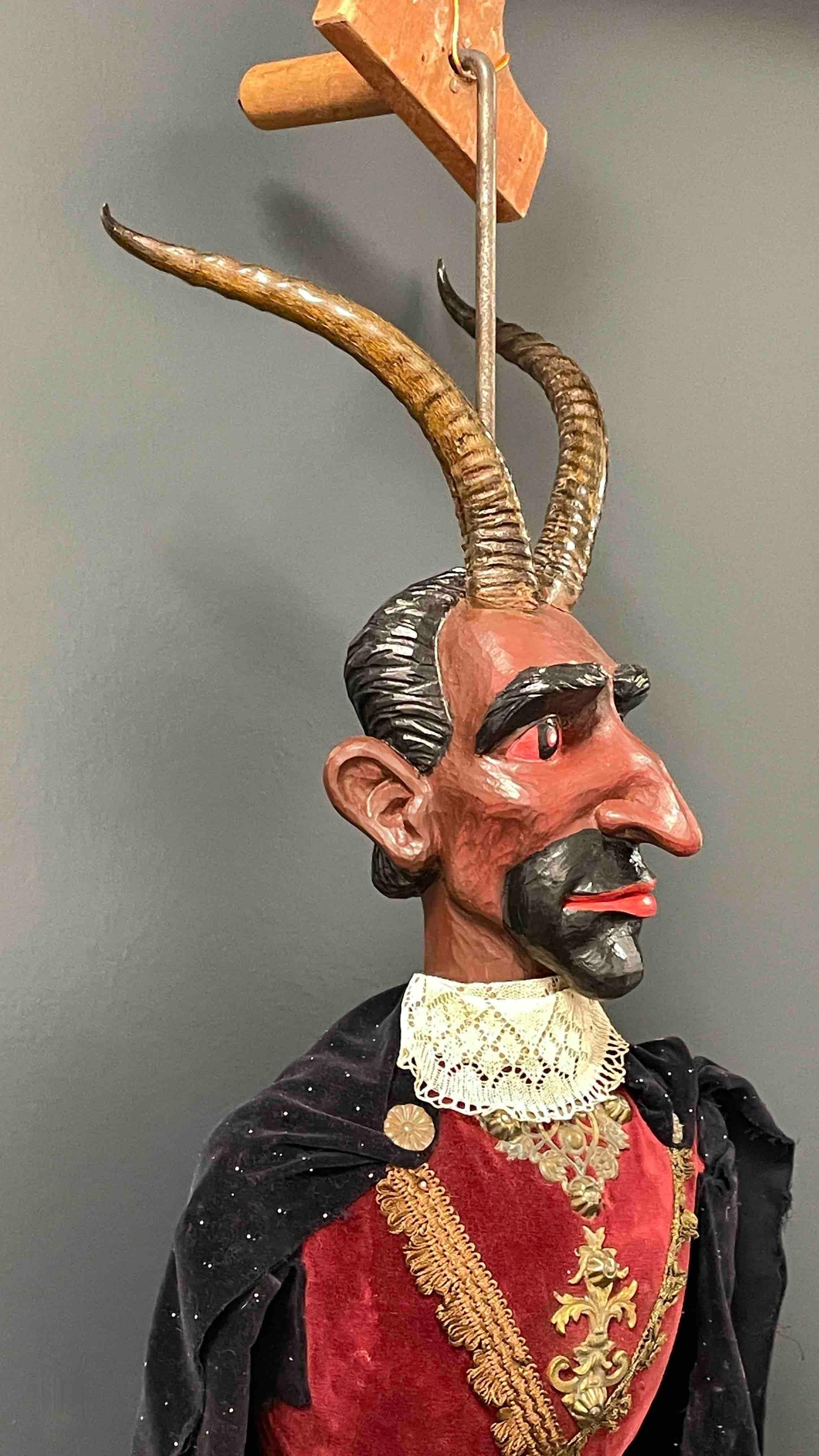 Austrian Large Devil Krampus Marionette by a Master Puppet Maker, Antique Vintage Austria