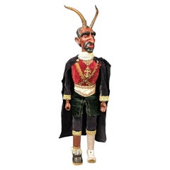 Große große Devil Krampus Marionette von einem Meister Puppetmacher, antike Vintage Österreich