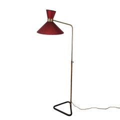 Grande lampe sur pied Diabolo de style moderne du milieu du siècle dernier par Maison Lunel, Soie - France