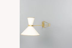 Large "Diabolo" Wall Lamp by Lunel, Brass and Paper, France, 1950s