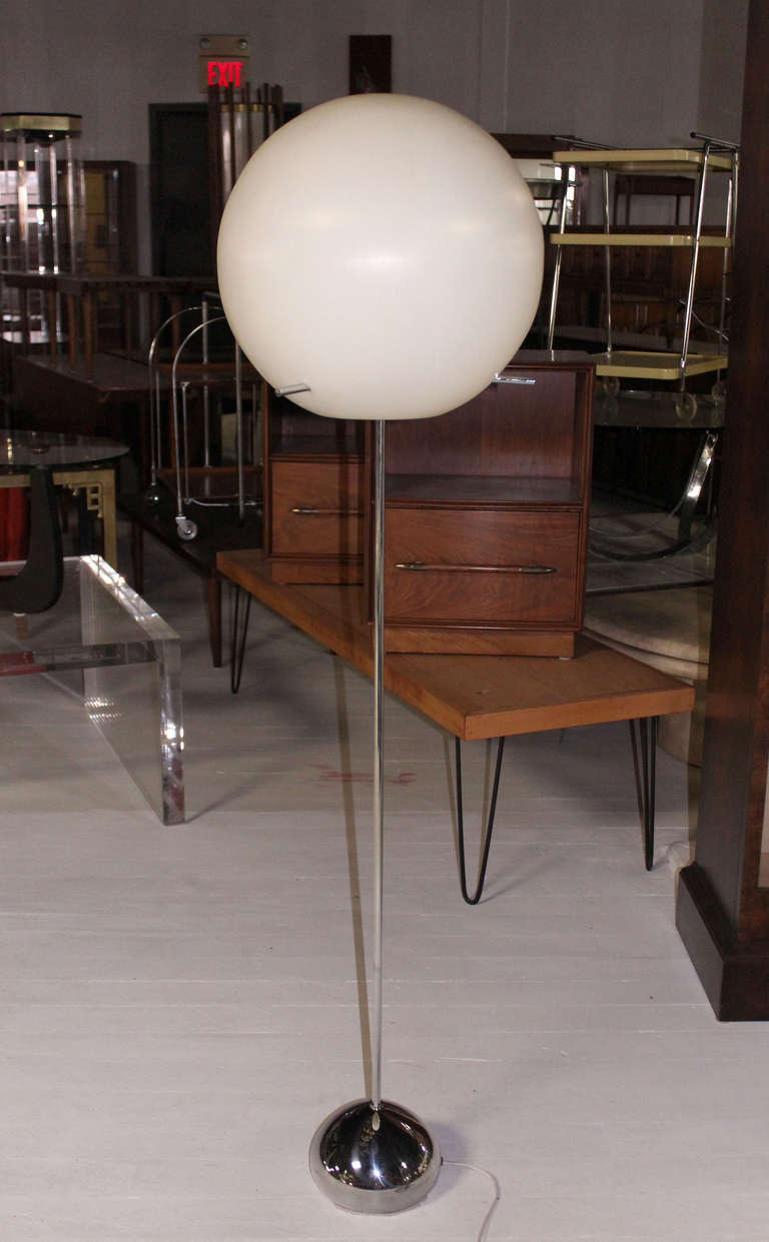 Large Diameter Ball Globe Shade 360 Degree Adjustable Floor Lamp Chrome Base MINT!