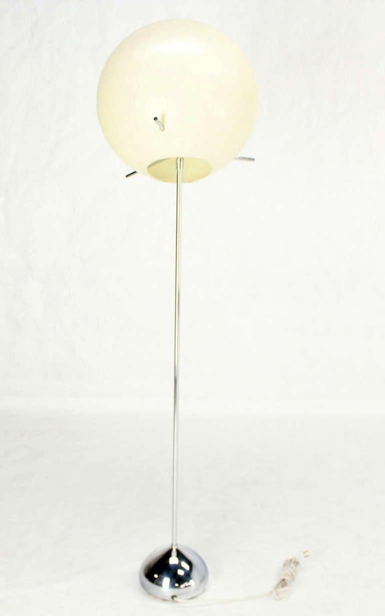 Mid-Century Modern Large Diameter Ball Globe Shade 360 Degree Adjustable Floor Lamp Chrome Base For Sale