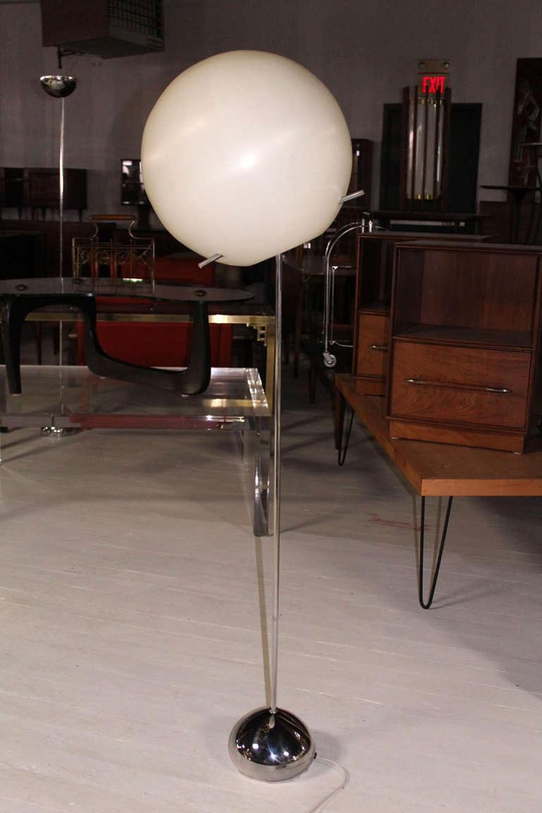 American Large Diameter Ball Globe Shade 360 Degree Adjustable Floor Lamp Chrome Base For Sale