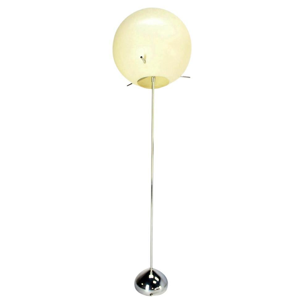 Large Diameter Ball Globe Shade 360 Degree Adjustable Floor Lamp Chrome Base For Sale