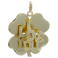 Vintage Large Diamond and Gold Clover Charm/Pendant