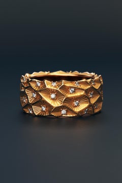 Large Diamond Band in 18k Solid Gold - Made in Italy by Oltremare Gioielli
