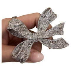 Large Diamond Bow Pendant Necklace 10.00 cttw in 18k White Gold