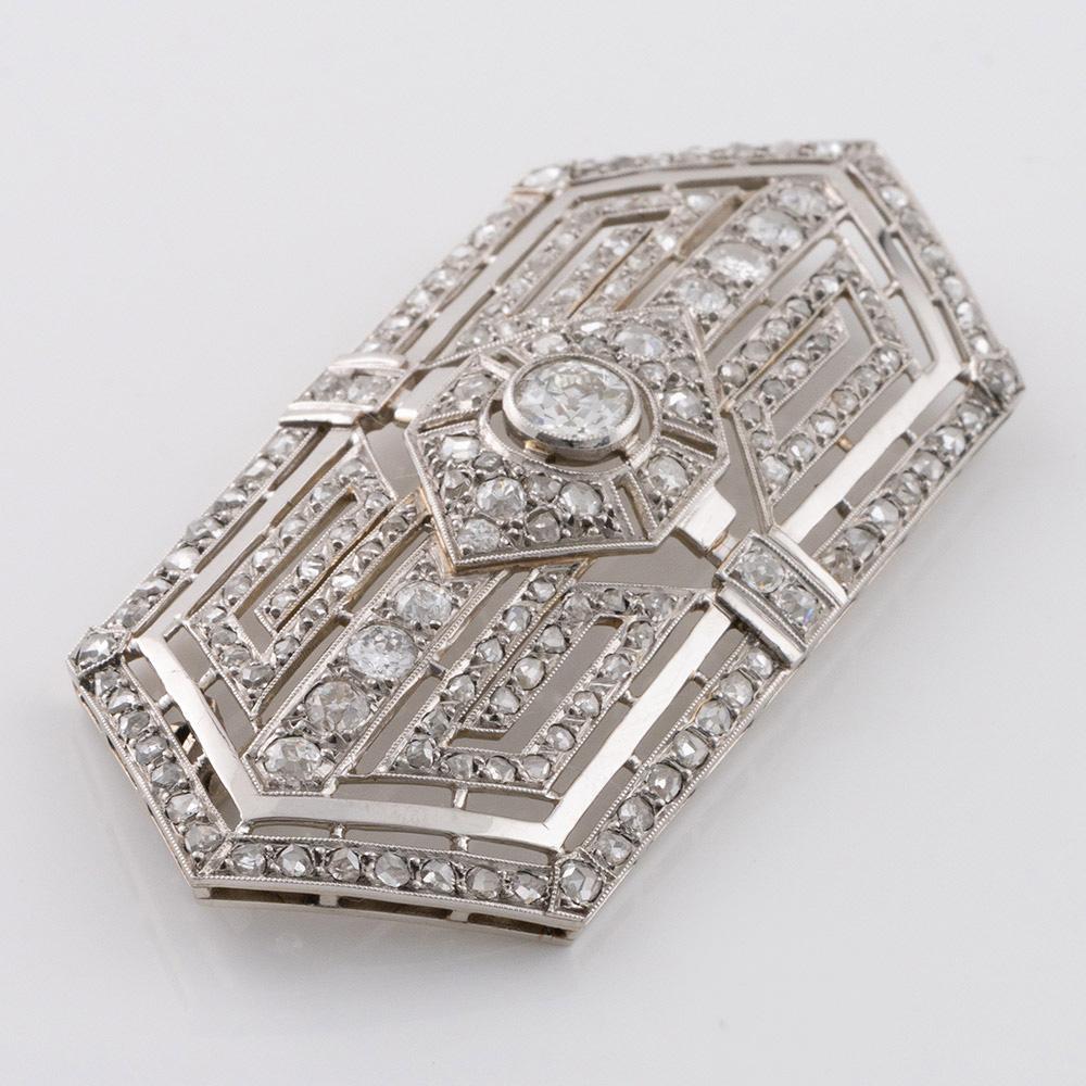 Large Diamond Brooch – French Art Deco c1935 In Good Condition In Tunbridge Wells, GB