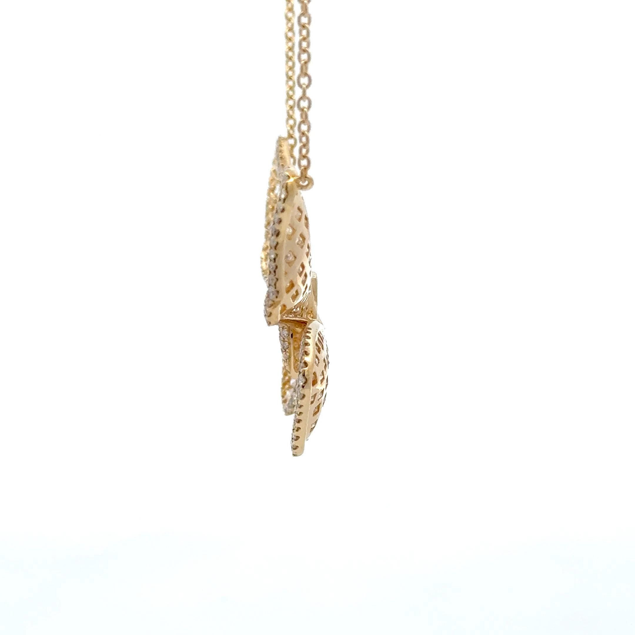 Collier pendentif papillon en or jaune 18 carats et diamants 5,24 carats G VS2 en vente 1