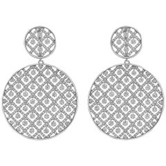 Large Diamond Circular Criss-Cross Drop Earrings