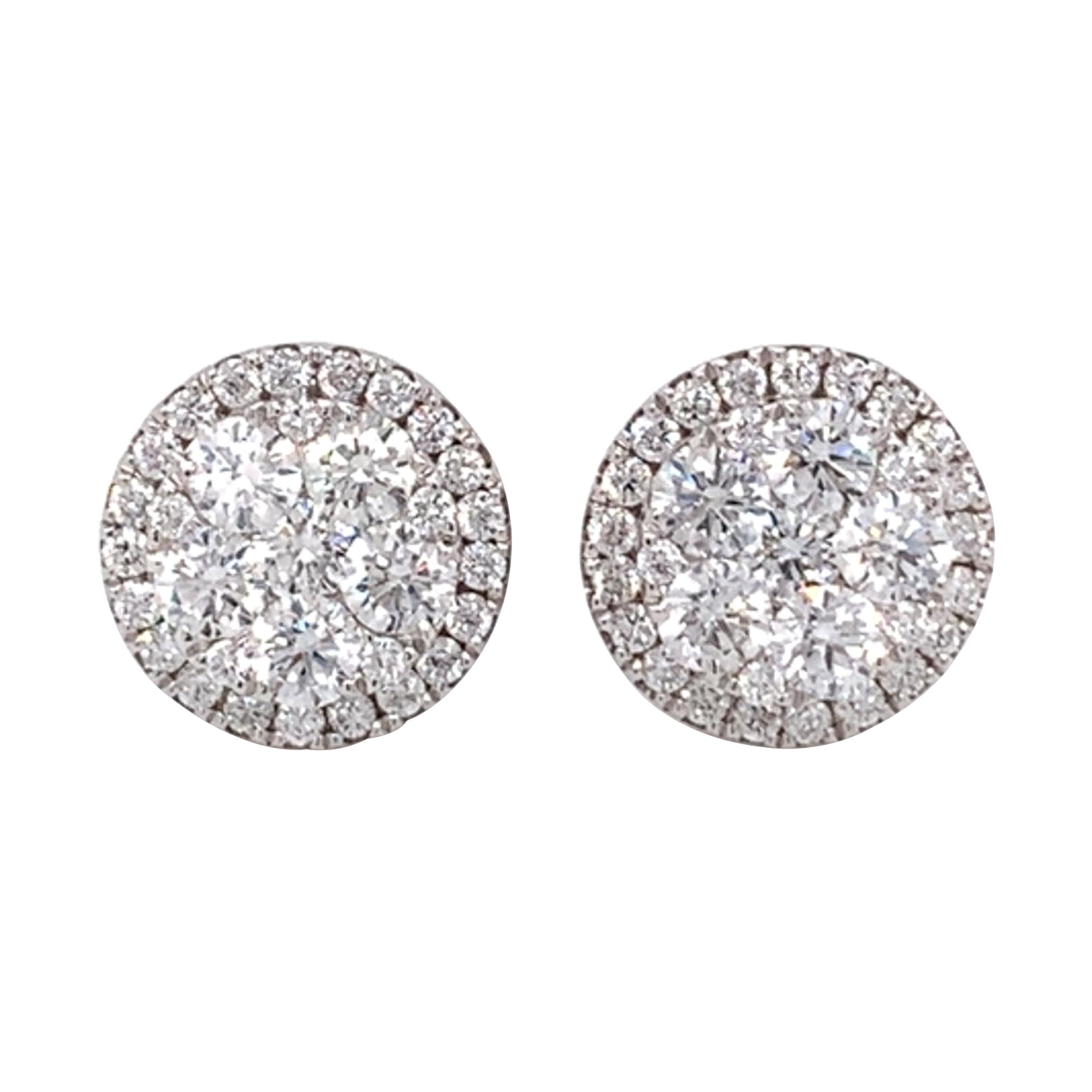 Large Diamond Cluster Stud Earrings