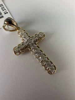 Large diamond cross filigree hand workmanship 14KT