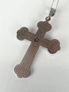 Large diamond cross pendant necklace 14KT white gold diamond cross pendant