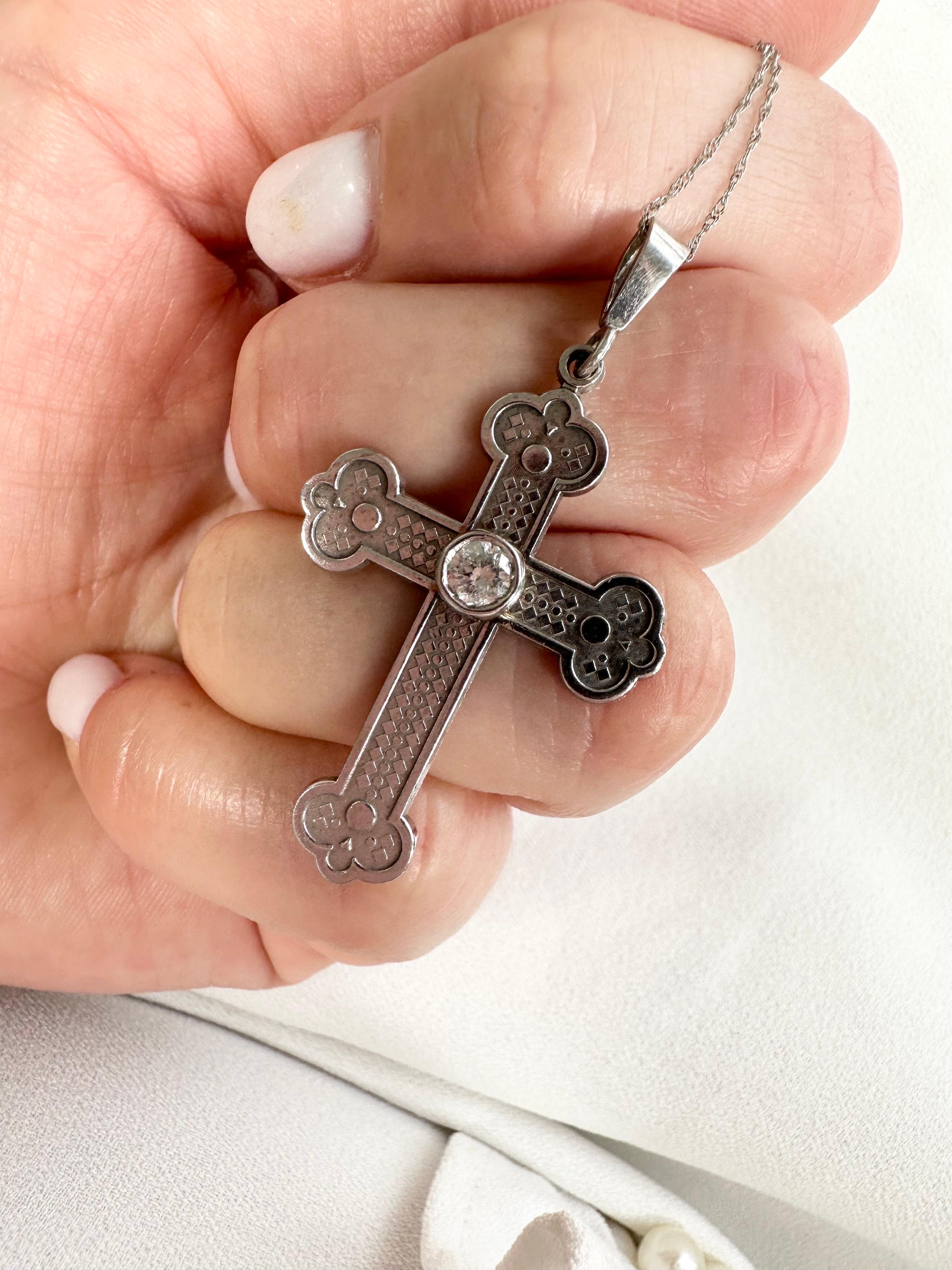 large diamond cross necklace