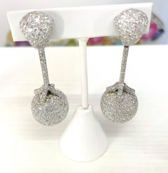 Large Diamond Drop Earrings with Diamond Ball