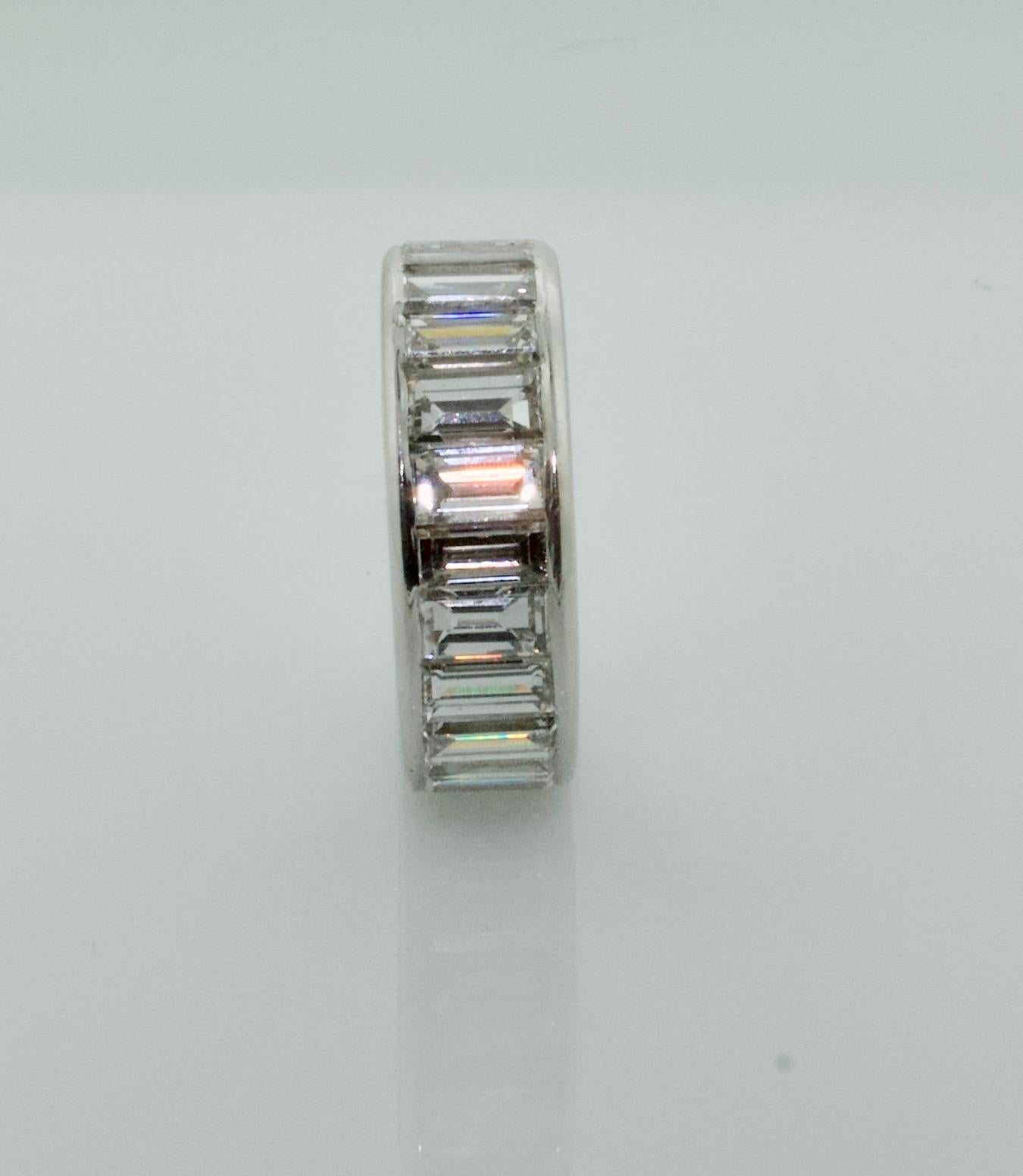Baguette Cut Large Diamond Eternity Ring in Platinum 9.50 Carat