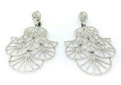 Large Diamond Fan Chandelier Earrings 9.50 Carats Total Weight in 18k White Gold