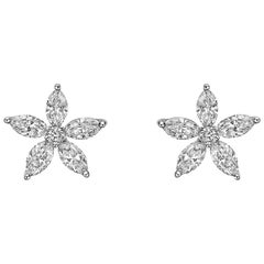 Große Diamant-Blumen-Cluster-Ohrstecker