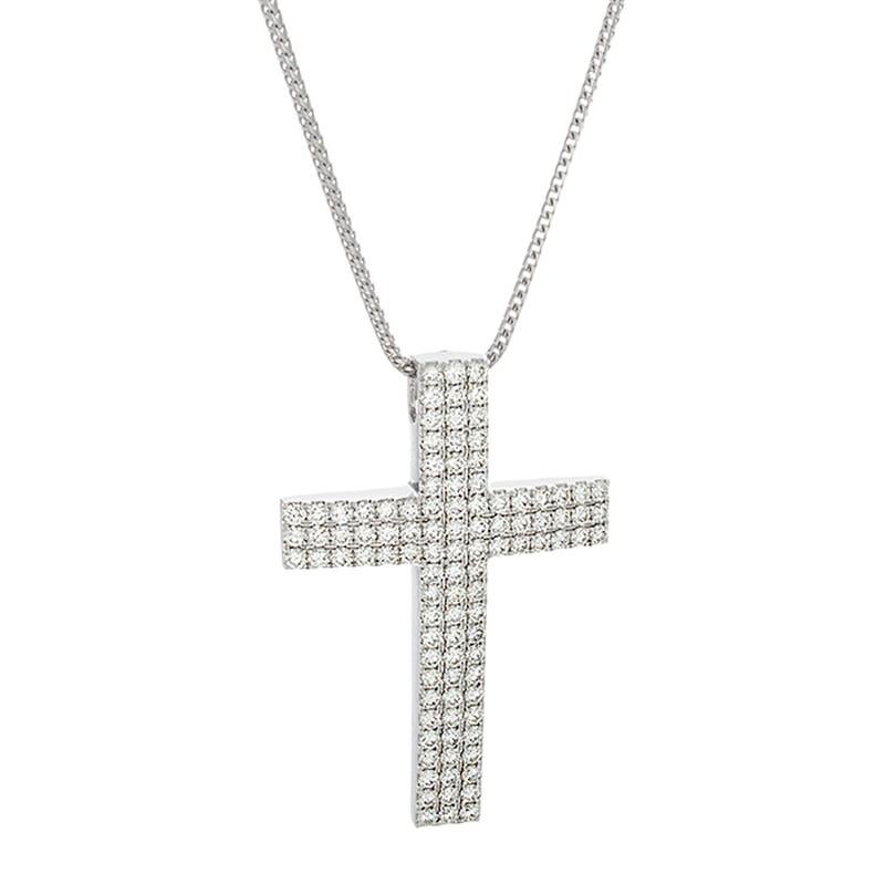 Large Diamond Gold Cross Pendant For Sale