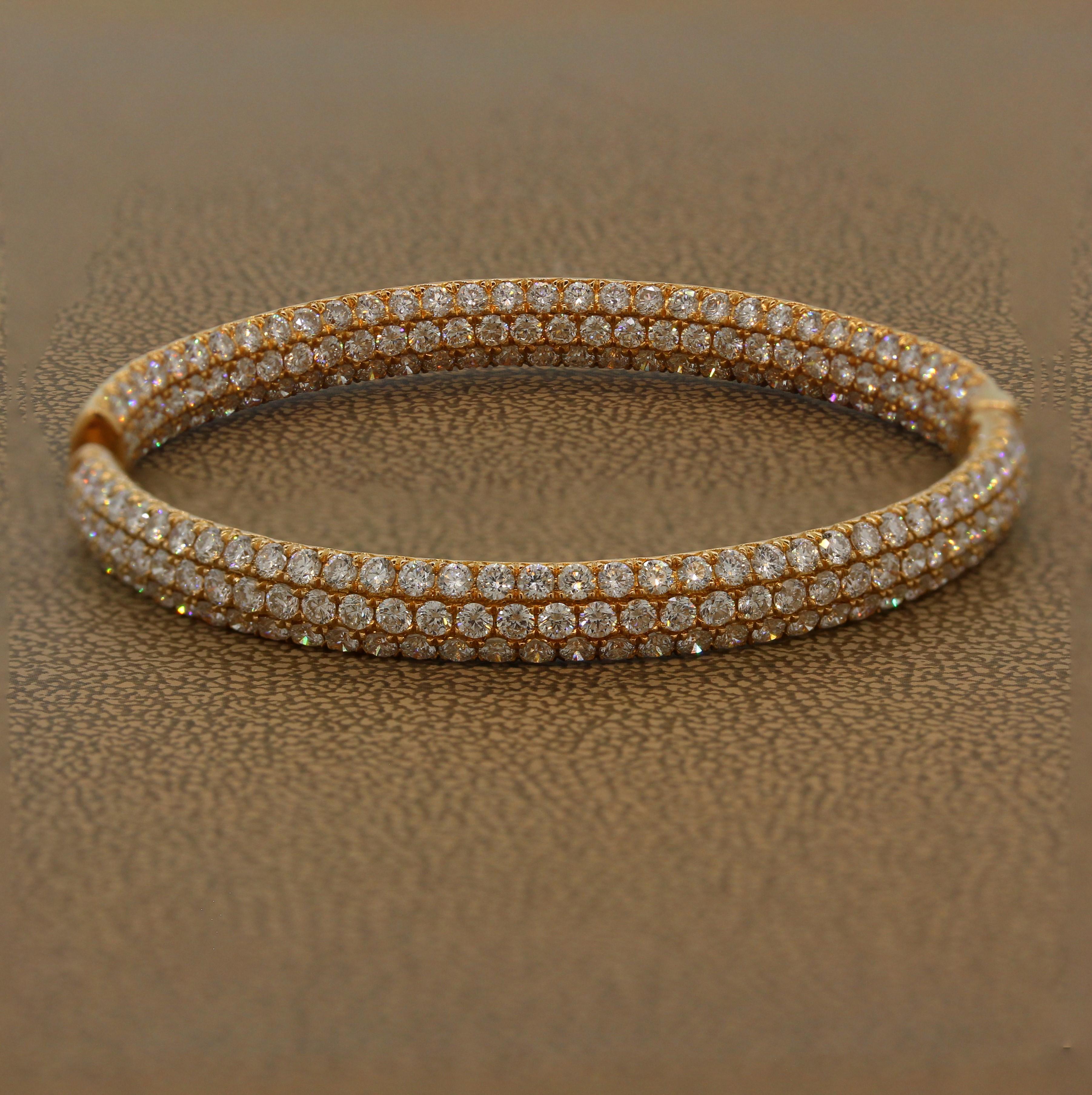 Large Diamond Gold Inside-Out Hoop Earrings In New Condition In Beverly Hills, CA