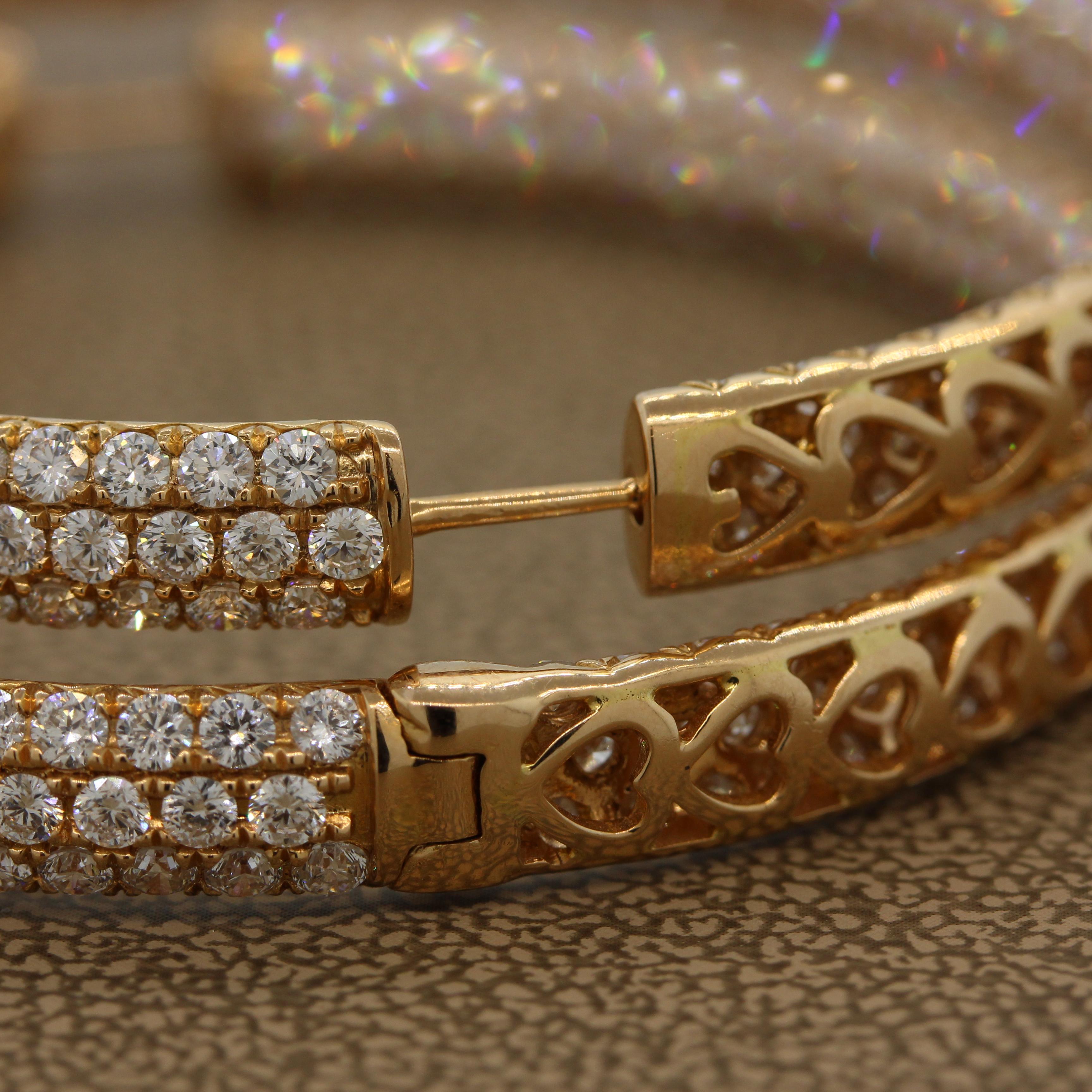 Women's Large Diamond Gold Inside-Out Hoop Earrings