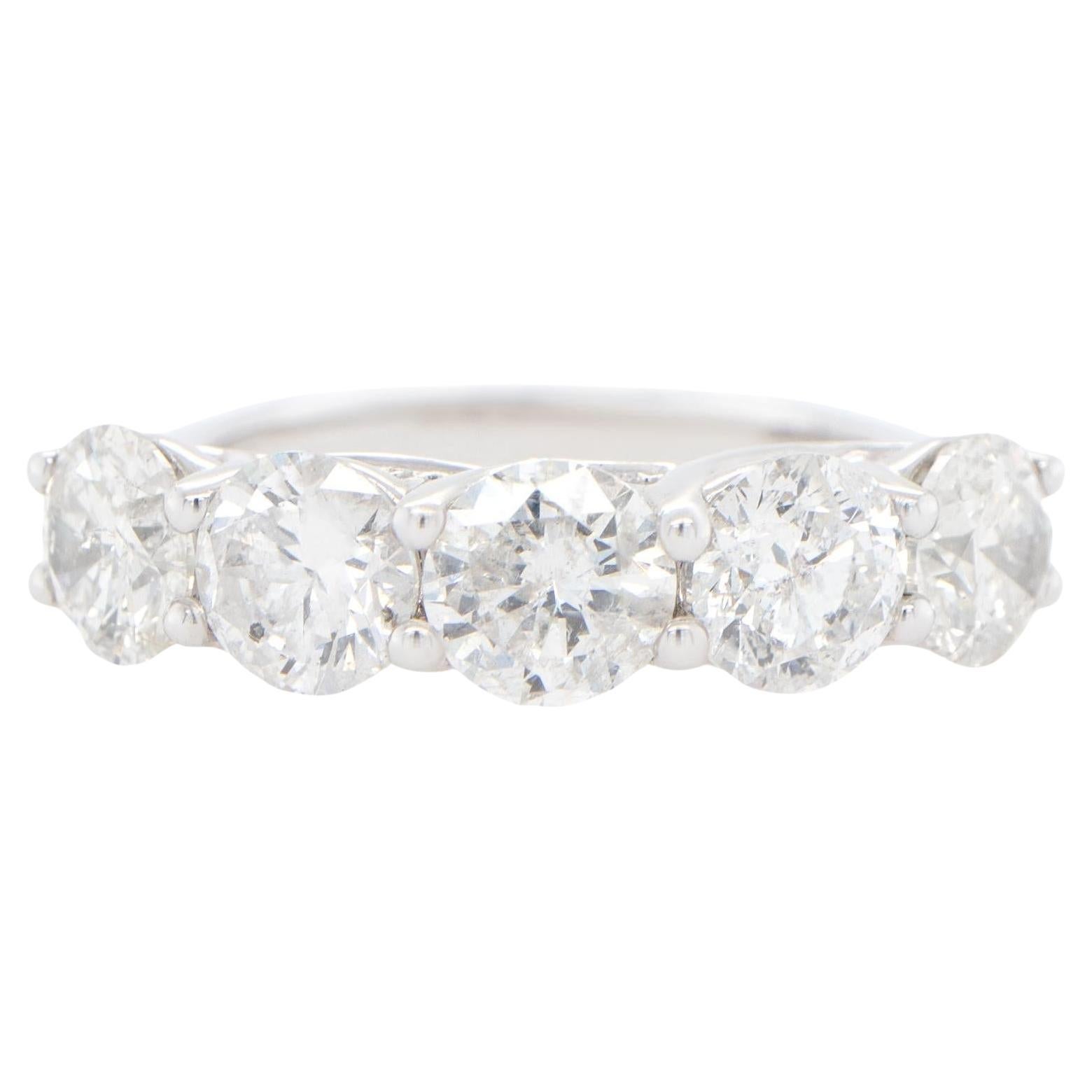 Large Diamond Half Eternity Band Ring 3.35 Carats 18K White Gold For Sale