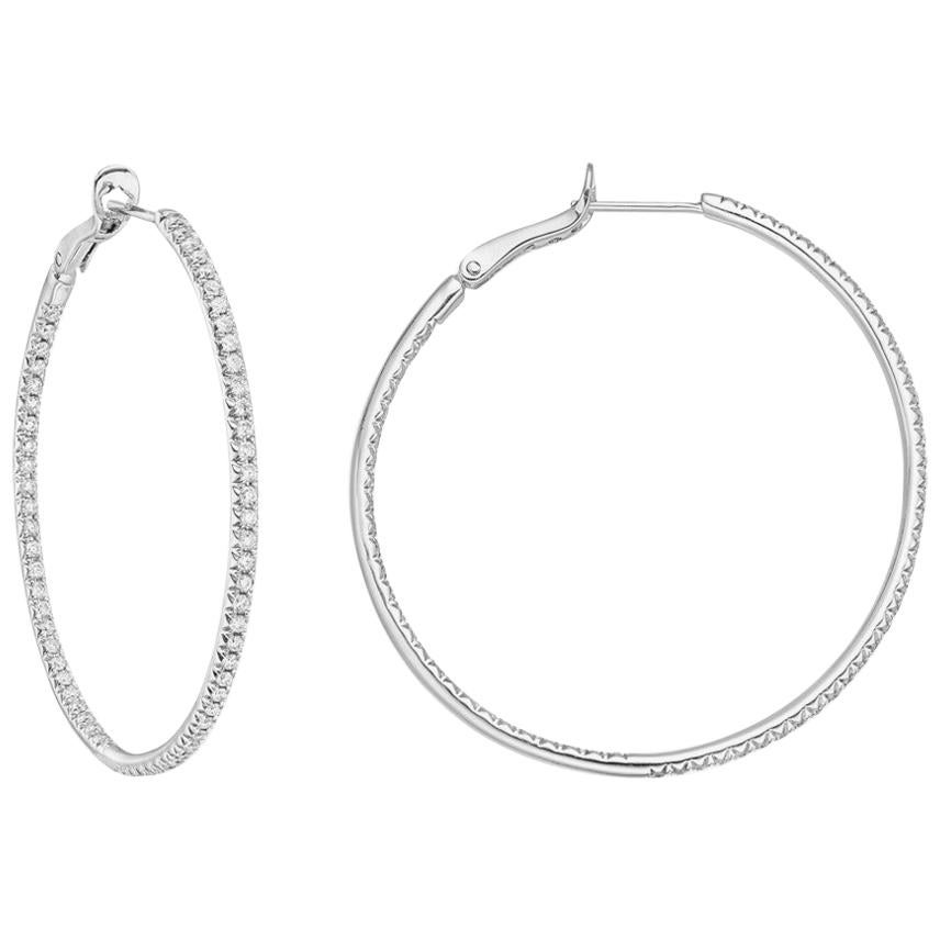 Large Diamond Hoop Earrings 2.60 Carat' For Sale