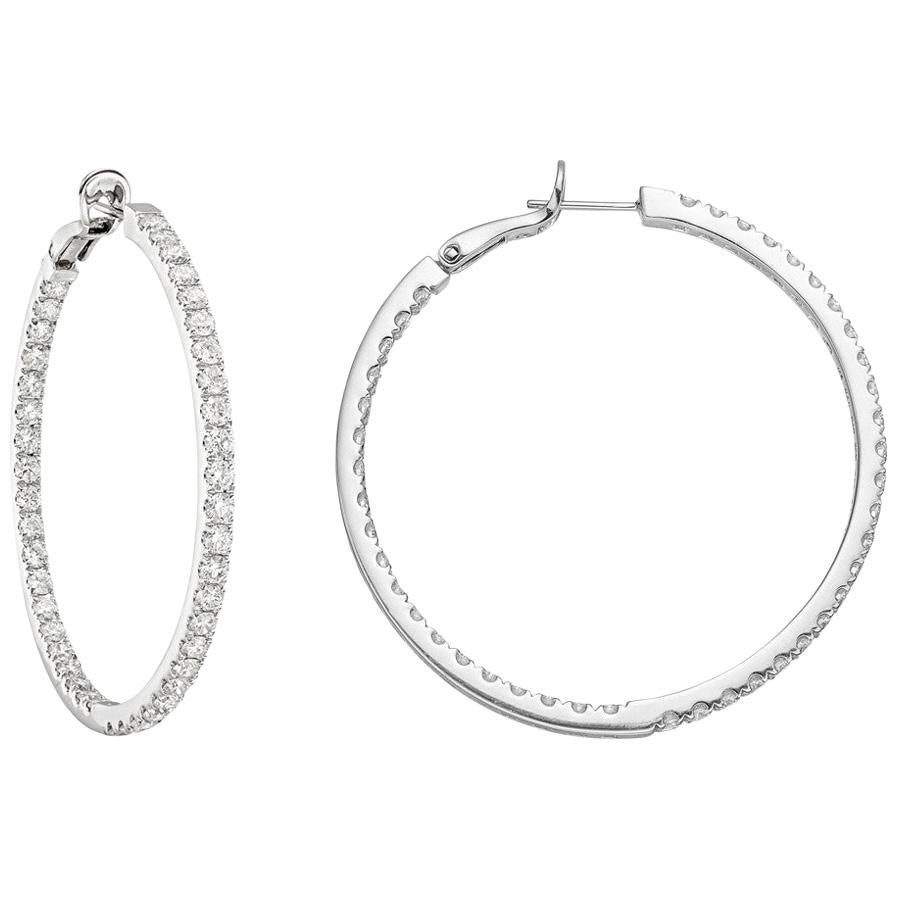 Large Diamond Hoop Earrings '~4 Carat' For Sale
